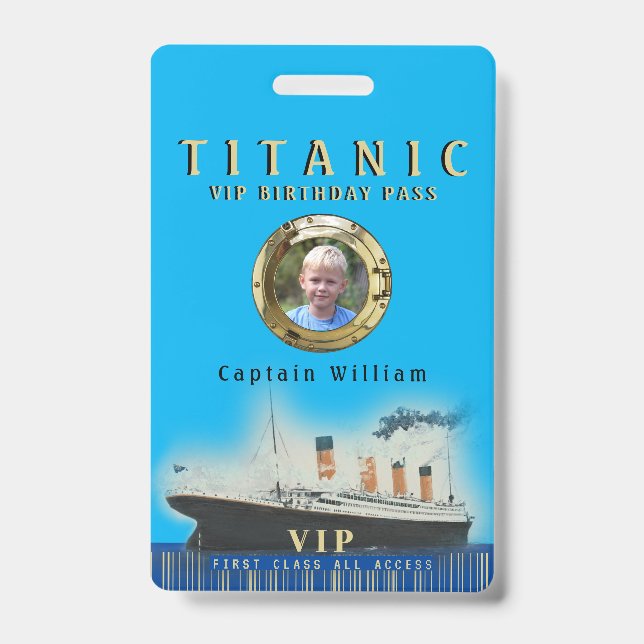 VIP Zugang Titanic Geburtstag Ausweis (Vorderseite)