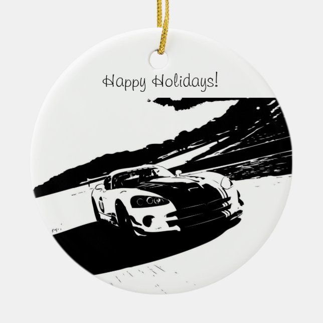 Viper-Rollen-Schuss-Weihnachtsverzierungen Keramikornament (Vorne)