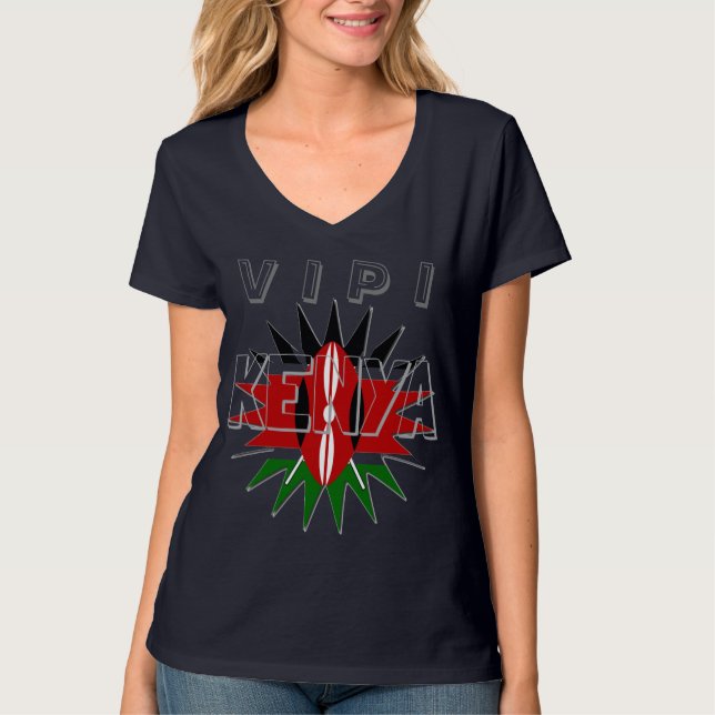 VIPI VIP V Farbenfrohe kenianische Flag Muster Art T-Shirt (Vorderseite)