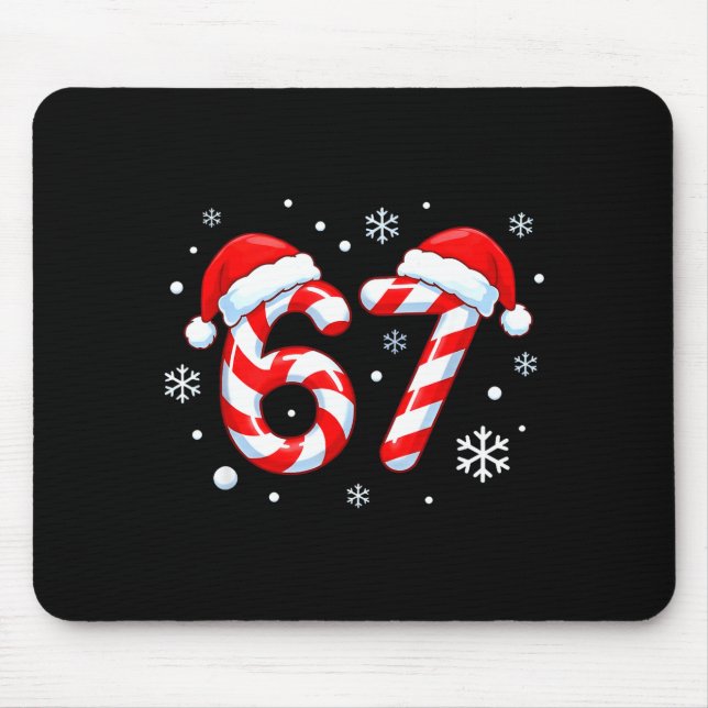 Viral 67 Candy Cane Six Seven Meme Santa Holiday K Mousepad (Vorne)