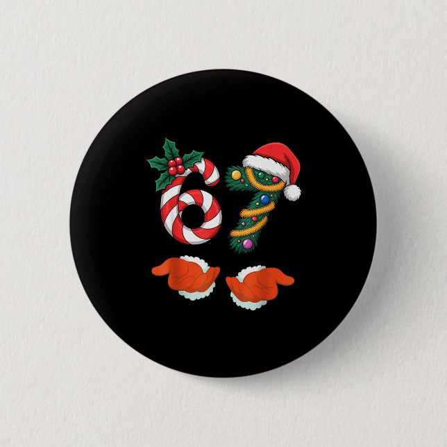 Viral 67 Candy Canes Christmas Tree With Hand Holi Button (Vorderseite)