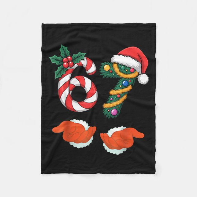 Viral 67 Candy Canes Christmas Tree With Hand Holi Fleecedecke (Vorderseite)