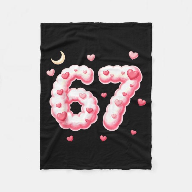 Viral 67 Kawaii Hearts Valentine's Day Girls Humor Fleecedecke (Vorderseite)