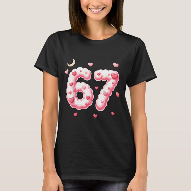 Viral 67 Kawaii Hearts Valentine's Day Girls Humor T-Shirt (Vorderseite)