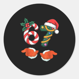 Virale 67 Zuckerstangen-Weihnachtsbaum Mit Hand Ho Runder Aufkleber