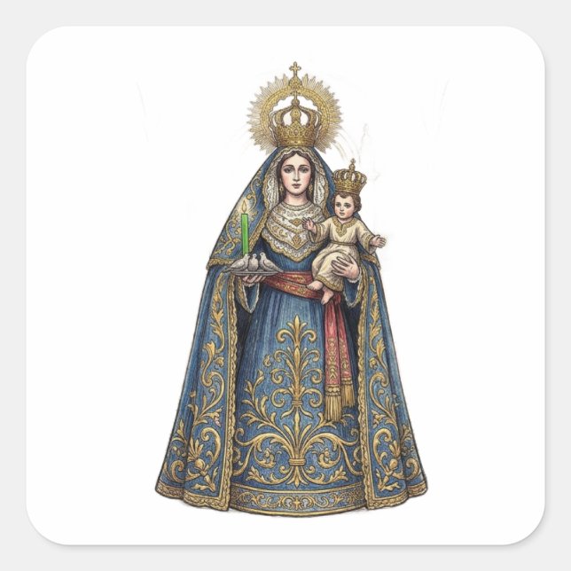 Virgen de Candelaria Quadratischer Aufkleber (Vorderseite)
