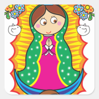 VIRGEN DE GUADALUPE CARICATURA 01 ZOLLBARER PRO QUADRATISCHER AUFKLEBER