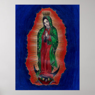 Virgen de Guadalupe Colored Pencil Art Poster