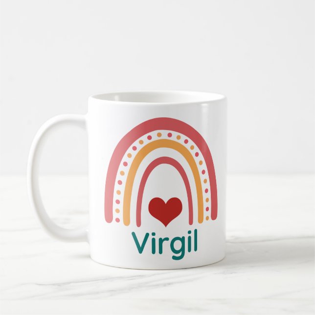 Virgia Name Vintag Boho Rainbow Kaffeetasse (Links)
