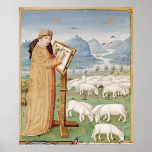 Virgil Writing in a Field of Sheep and Goats Poster