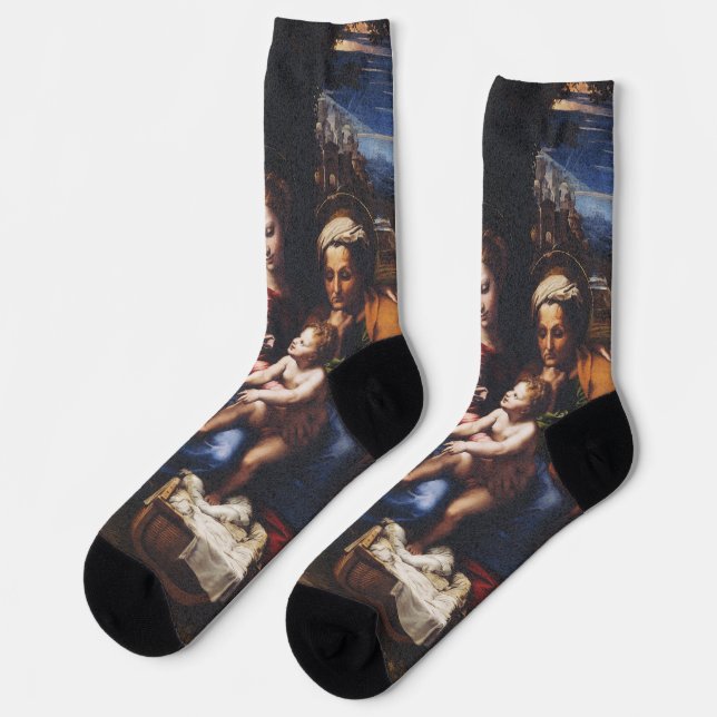 Virgin Mary and Child with John the Baptist Socken (Linkes Detail)