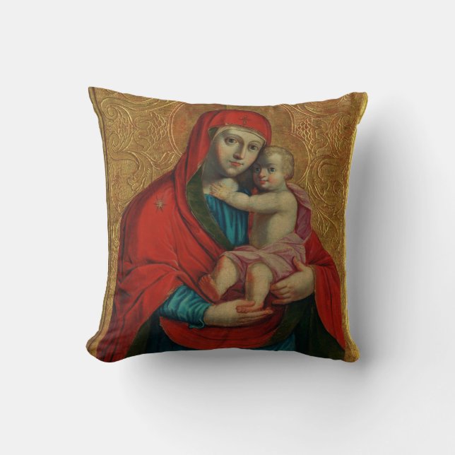 Virgin Mary and Jesus Child by Jan Rombauer Kissen (Vorderseite)
