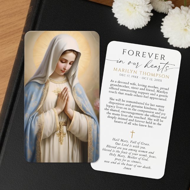 Virgin Mary Cross Hail Mary Funeral Prayer Card (Von Creator hochgeladen)