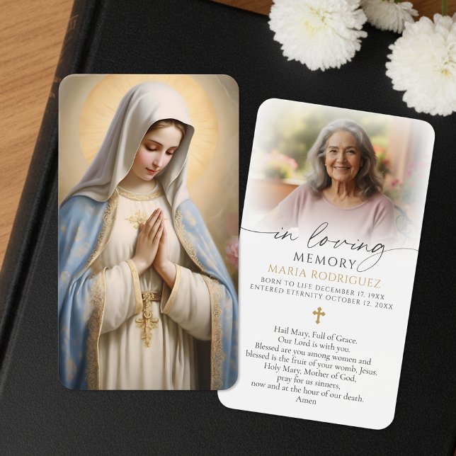 Virgin Mary Hail Mary Photo Funeral Prayer Cards (Créateur téléchargé)