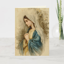 Virgin Mary Lilies Religious Vintage Scripture Karte