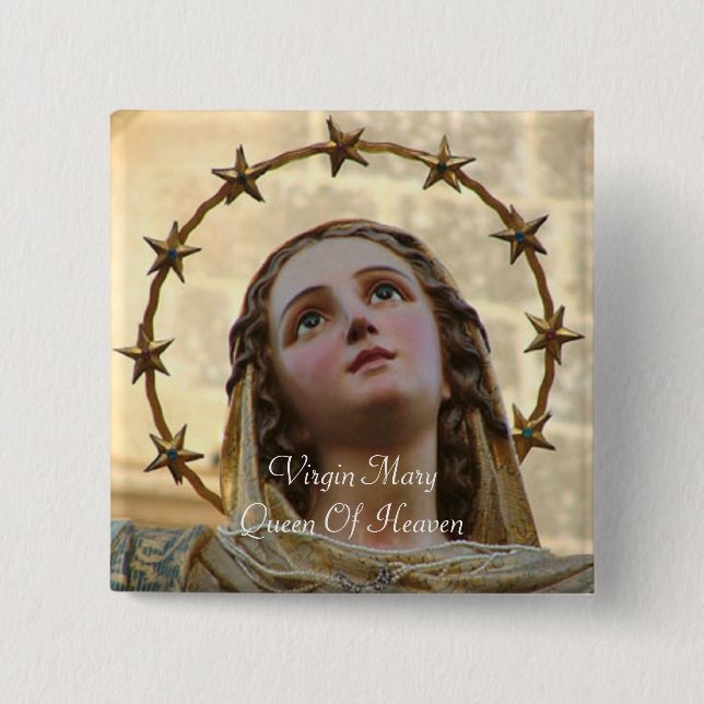 Virgin Mary Queen Of Heaven Button (Vorderseite)