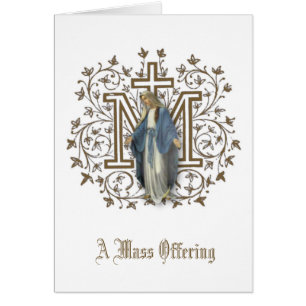 Virgin Mary Religious Catholic Mass Offering Card
