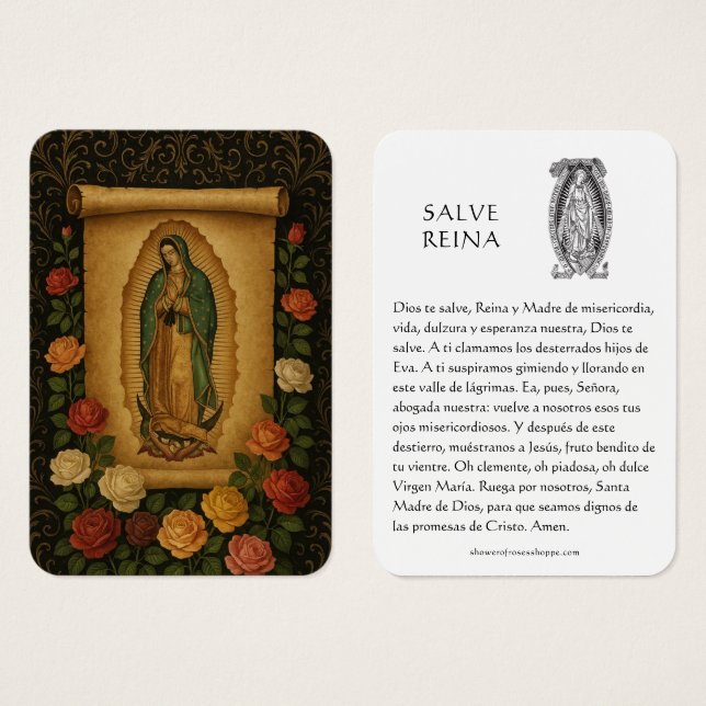Virgin Mary Salve Reina Spanish Prayer Holy Card (Vorne & Hinten)