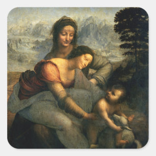 Virgin und Child with St. Anne, c.1510 Quadratischer Aufkleber