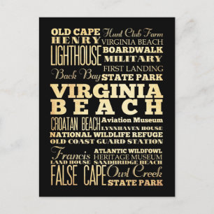 Virgina Beach Stadt Virgina Staat Typografie Kunst Postkarte