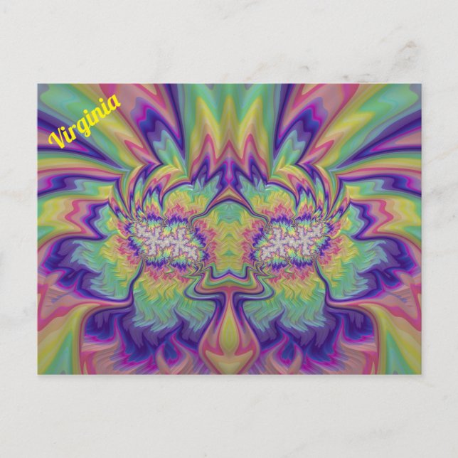 VIRGINIA ~ 3D-Fraktal Design Muster ~ Multicolor Postkarte (Vorderseite)