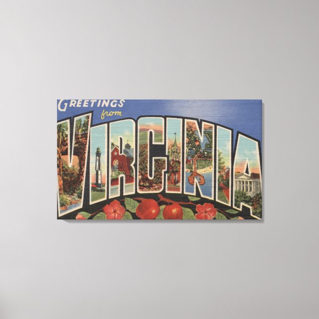 Virginia (Äpfel/Blüten) - Große Buchstabenszenen Leinwanddruck (Vorderseite)