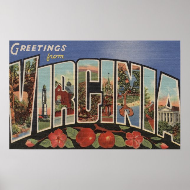 Virginia (Äpfel/Blüten) - Große Buchstabenszenen Poster (Vorne)