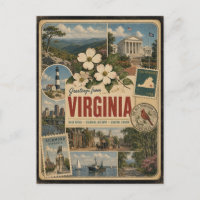 Virginia Authentische Vintage-Style-Postkarte