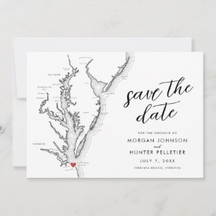 Virginia Beach Map Moderne Hochzeit Save The Date