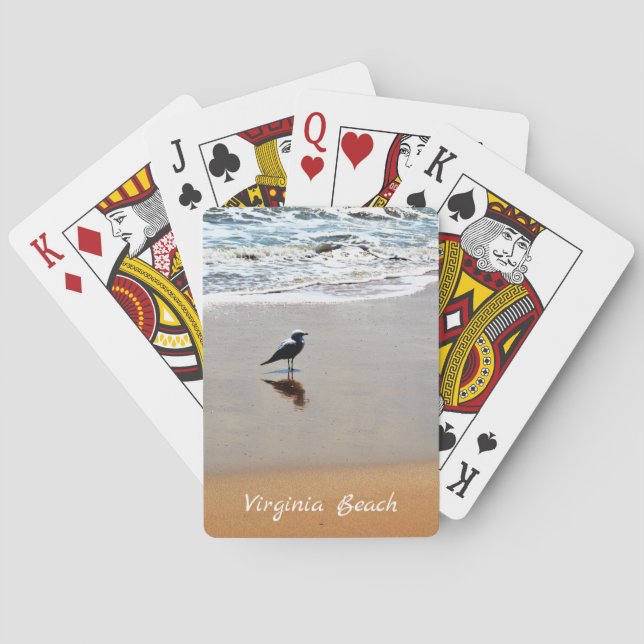 Virginia Beach ~ Seagull, Sand und Ozean Spielkarten (Rückseite)