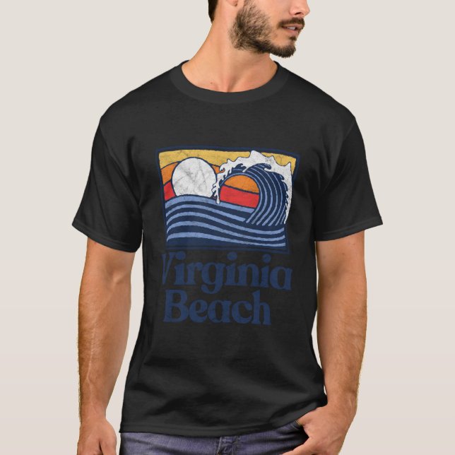 Virginia Beach Surfer Beach Wave T-Shirt (Vorderseite)