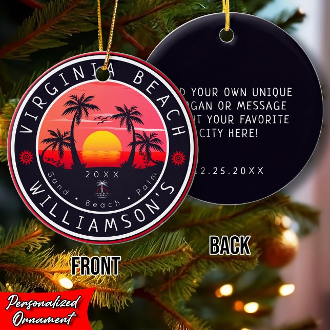 Virginia Beach USA Retro Sunset Souvenirs 80er Keramik Ornament (Von Creator hochgeladen)