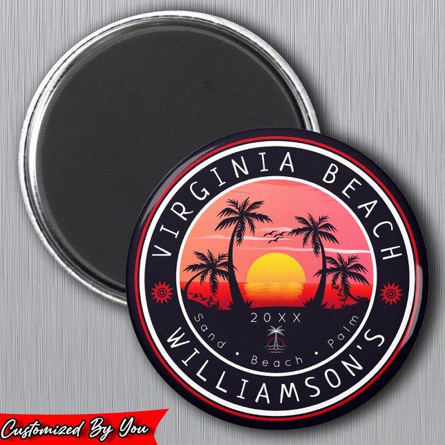 Virginia Beach USA Retro Sunset Souvenirs 80er Magnet (Von Creator hochgeladen)