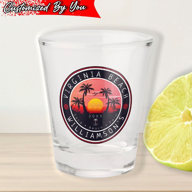 Virginia Beach USA Retro Sunset Souvenirs 80er Schnapsglas (Von Creator hochgeladen)