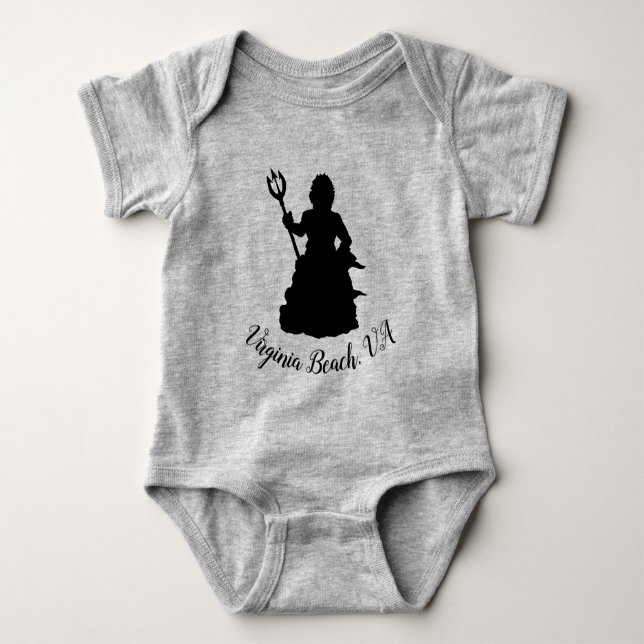 Virginia Beach VA Neptune Skulptur Silhouette Baby Strampler (Vorderseite)