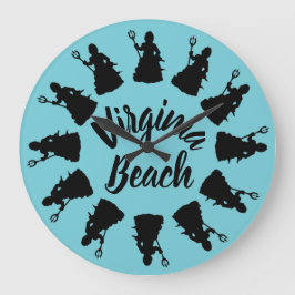 Virginia Beach, VA Neptune Statue Ocean Nautical Große Wanduhr