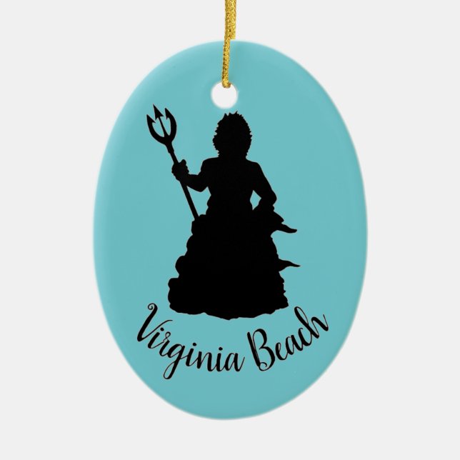 Virginia Beach, VA Neptune Statue Ocean Nautical Keramik Ornament (Vorne)