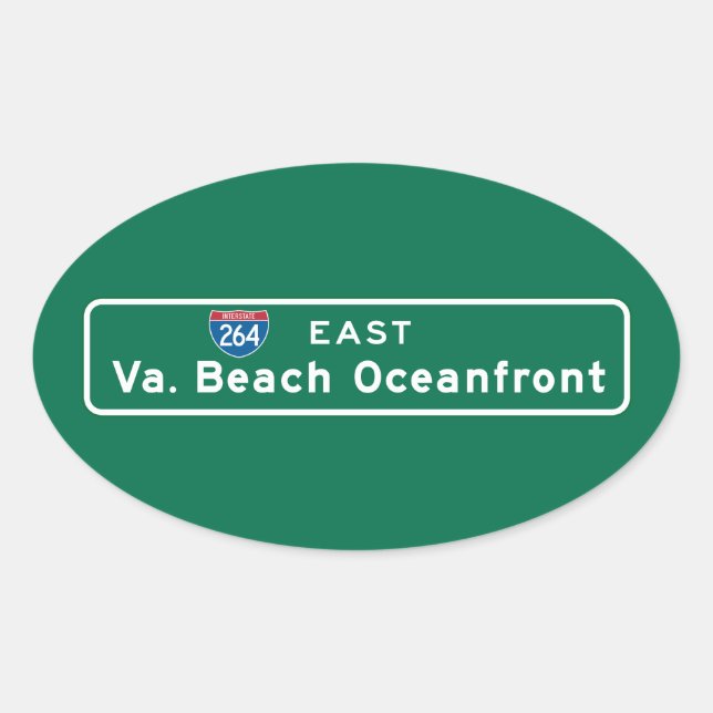Virginia Beach, VA Road Sign Ovaler Aufkleber (Vorderseite)