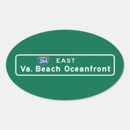 Virginia Beach, VA Road Sign Ovaler Aufkleber