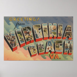 Virginia Beach, Virginia - Große Briefmarkenszenen Poster