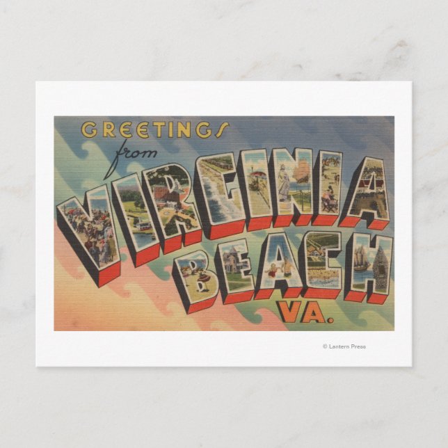 Virginia Beach, Virginia - Große Briefmarkenszenen Postkarte (Vorderseite)