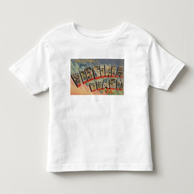 Virginia Beach, Virginia - große Buchstabe-Szenen Kleinkind T-shirt (Vorderseite)