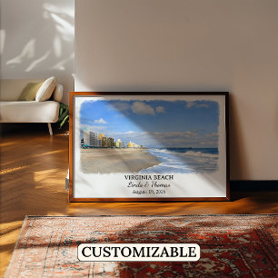 Virginia Beach Virginia Poster, Aquarell, Maßgesch Poster