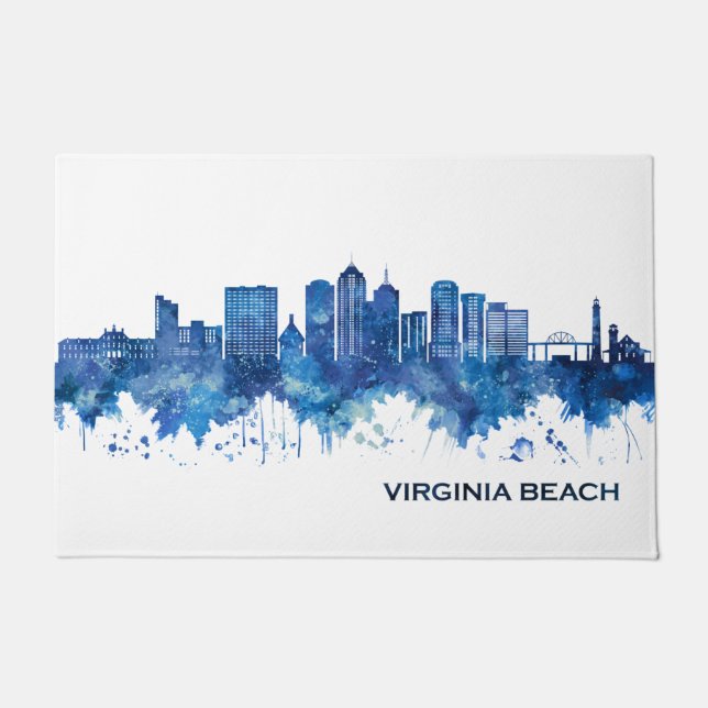 Virginia Beach Virginia Skyline Blue Fußmatte (Vorderseite)