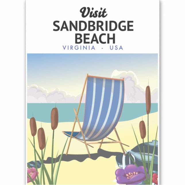 Virginia Beach Virginia USA Reiseplakat Aufkleber (Vorderseite)