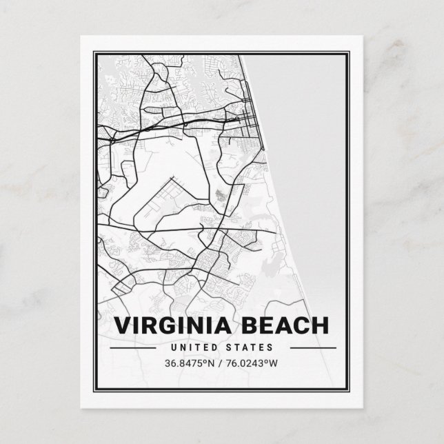 Virginia Beach Virginia USA Travel City Carte (Devant)
