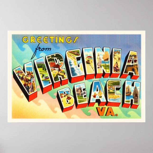 Virginia Beach Virginia VA Vintage Travel Postcard Poster (Vorne)