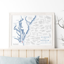 Virginia Beach Wedding Modern Guest Book Poster