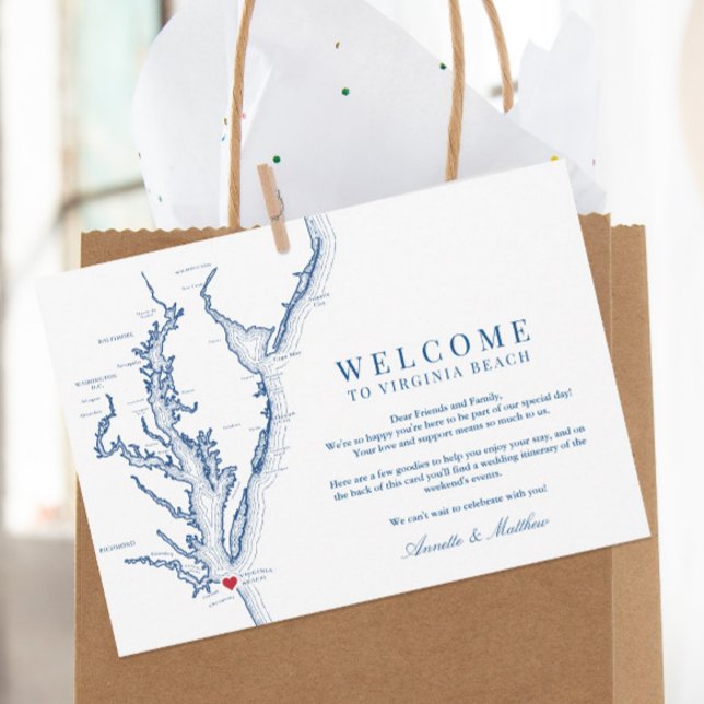 Virginia Beach Wedding Willkommen und Tour Dankeskarte (These Virginia Beach welcome letters are perfect for your Virginia destination wedding)