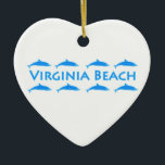 Virginia- Beachdelphin-Logo Keramikornament<br><div class="desc">Helle blaue Delphine erscheinen in diesem See-themenorientierten Virginia Beach, VA-Logo. Delphine sind allgemein - gesehen entlang der Virginia- Beachküste.</div>